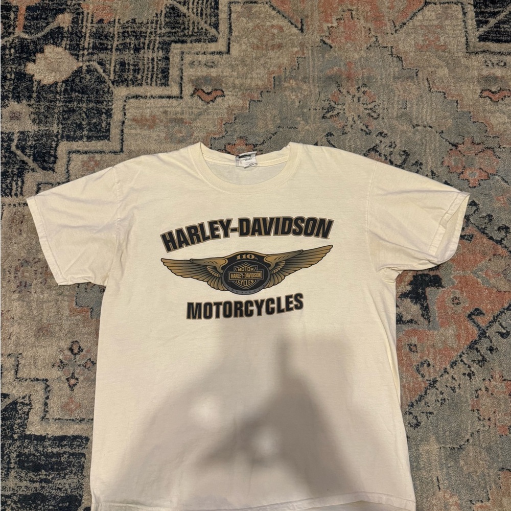 Harley-Davidson Cream Tee with Black and Gold Logo